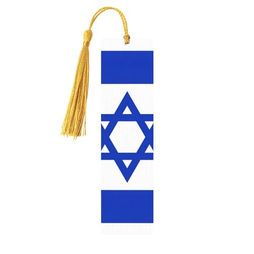 Lesezeichen aus Holz mit israelischer Flagge, mit Quasten, Lesezeichen, Etikett, Ornament, personalisierte Dekoration von WURTON