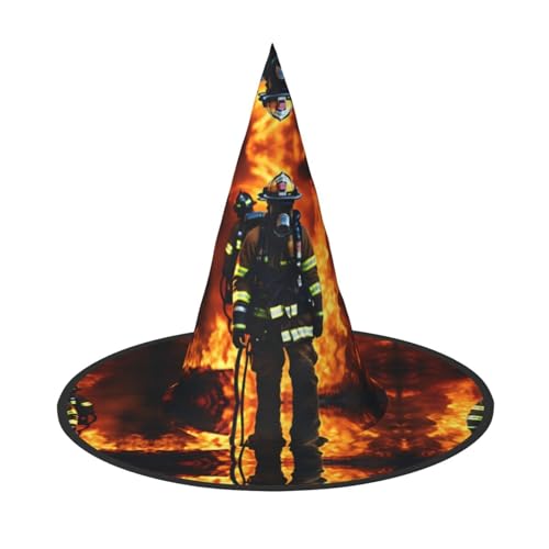 WURTON Feuerwehrmann Feuerwehrmann Flamme Druck Halloween Hut Einzigartiger Hexenhut für Partys Cosplay - Halloween Dekor Partys von WURTON