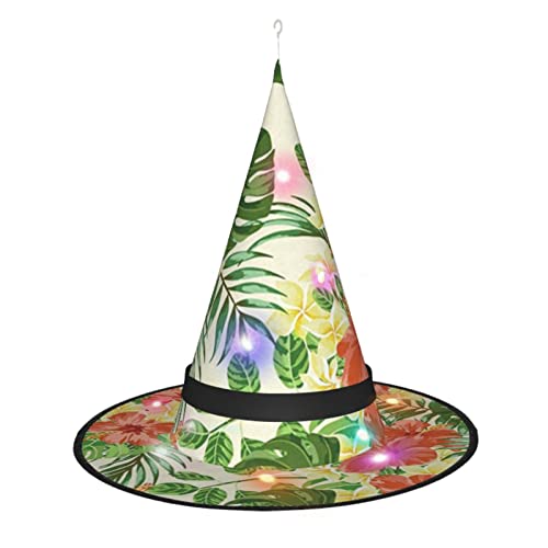 WURTON Hojas Tropicales Hexenhut mit Y-Flores-Druck, vielseitiger Hexenhut, für alle Anlässe, Halloween, Partys, Kostüme, Weihnachtsfeiern von WURTON