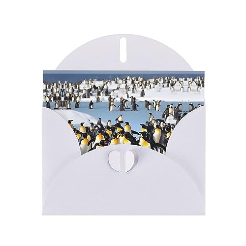 WURTON Kunstvolle Grußkarten mit glücklichem Pinguin-Druck - elegante Klappkarten 10x15 cm - Umschläge - Partyeinladungen von WURTON