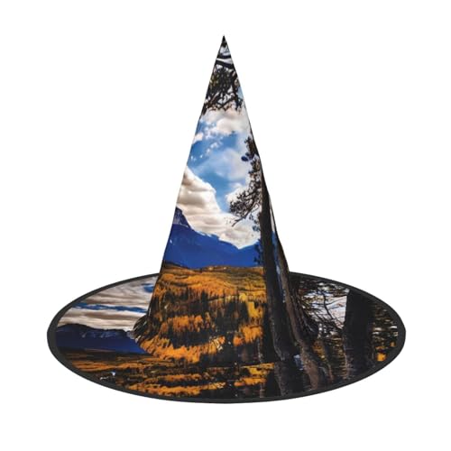 WURTON Rocky Mountain Range Print Halloween Hut Einzigartiger Hexenhut für Partys Cosplay - Halloween Dekor Partys von WURTON