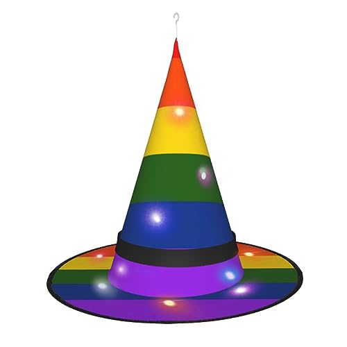 WURTON Vielseitiger Hexenhut mit Regenbogen-Flagge, für alle Anlässe, Halloween, Partys, Kostüme, Weihnachtsfeiern von WURTON