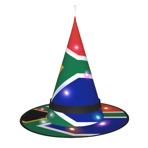 WURTON Vielseitiger Hexenhut mit Südafrika-Flagge, für alle Anlässe, Halloween, Partys, Kostüme, Weihnachtsfeiern von WURTON