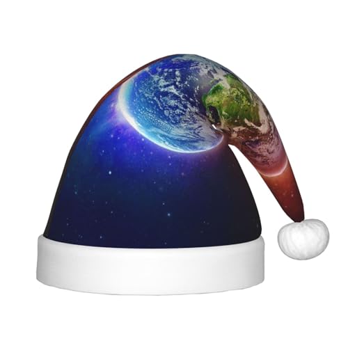 WURTON Weihnachtsmütze mit Weltraumplaneten-Motiv, Unisex, Weihnachtsmütze für Kinder, Weihnachtsmannmütze für festliche Partys, Weihnachten, Neujahr von WURTON