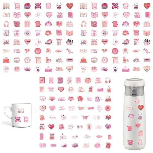 180 Stück Bookish Sticker Set, Bookish Aufkleber Book Sticker Sticker Aesthetic Book, Rosa Book Lovers Sticker Aesthetic Aesthetic Sticker Book Merch Sticker Vintage Lesen Zubehör Stickers von WUSANNA