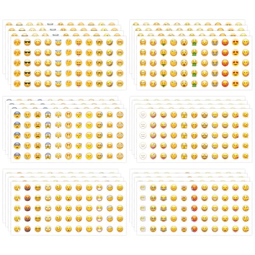 24 Blätter Smiley Sticker, Smiley Aufkleber,Emoji Sticker, Happy Face Sticker, Emoticon Aufkleber für Kinder, Motivationsaufkleber für Kinder, Emoji-Belohnungen für Lehrer, Notizbuchdekorationen von WUSANNA