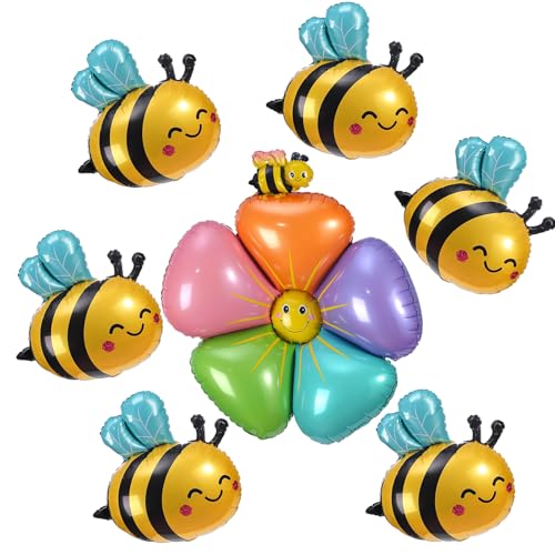 WUSANNA 7 Stück Luftballon Biene Bienen Deko Biene Deko Bienen Deko Geburtstag Deko Biene Deko Bienen Gelb Biene Folienballon ür Kinder Erwachsene Geburtstage, Fotografie, Party. von WUSANNA