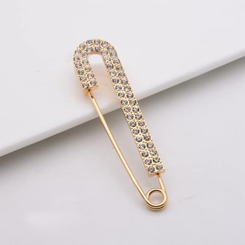 Große Sicherheitsnadeln, 10 Stück 7,5 cm Anstecknadeln for Damen, Kunstperlen-Anhänger, Kristall-Strass-Brosche for Damen, Schalschnalle, Clips, Mütze, Kleidung, Mehrzweck-Anstecknadel(Golden 1) von WUSHADEHANS