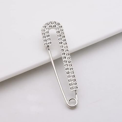 Große Sicherheitsnadeln, 10 Stück 7,5 cm Anstecknadeln for Damen, Kunstperlen-Anhänger, Kristall-Strass-Brosche for Damen, Schalschnalle, Clips, Mütze, Kleidung, Mehrzweck-Anstecknadel(Silver 2) von WUSHADEHANS