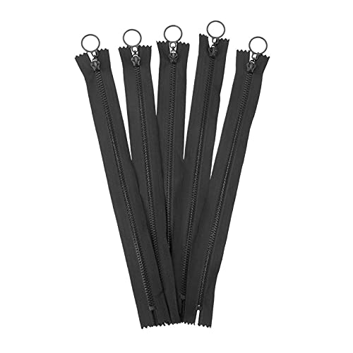 Reißverschlüsse, Reißverschlüsse für Aufnähen, 5 Teile/paket Harz Reißverschluss 25 cm Candy Farben Reißverschlüsse Runde Ring Zipper Blau Einheitsgröße(Black) von WUSHADEHANS