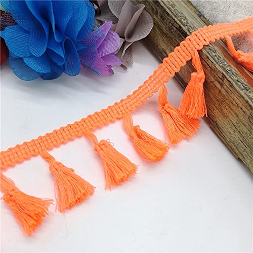 WUSHADEHANS Fransenbesatz, Vorhangquasten, 2 Yards Spitzenbesatz Nähband Quaste Fransen Baumwolle Ethnisch Latein Kleid Bühne Kleidungsstück Vorhang Dekorativ DIY(Orange) von WUSHADEHANS