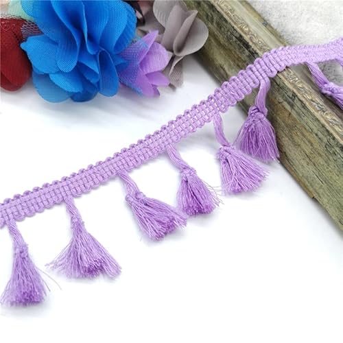 WUSHADEHANS Fransenbesatz, Vorhangquasten, 2 Yards Spitzenbesatz Nähband Quaste Fransen Baumwolle Ethnisch Latein Kleid Bühne Kleidungsstück Vorhang Dekorativ DIY(Purple) von WUSHADEHANS