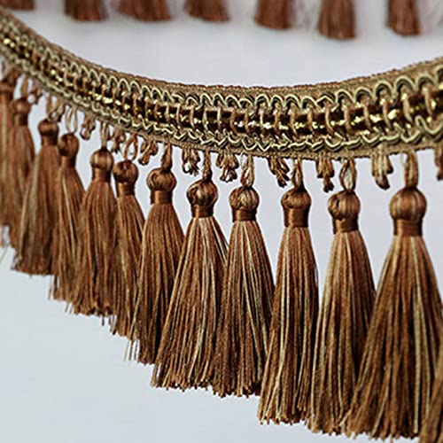 WUSHADEHANS Fransenbesatz, Vorhangquasten, 5 Meter Vorhang Nähen Quaste Fransenbesatz Zopfband Spitzenbesatz Zierbesatz for Lampenschirme Sofa DIY Handwerk(Brown) von WUSHADEHANS