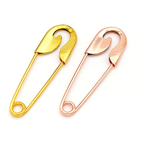 WUSHADEHANS Große Sicherheitsnadeln, 10 Stück 100 mm große Roségold-Nadel, Kilt-Wäschenadeln, Decken-/Pferdenadel, robuste Nadeln, Brosche, dekorative Nadeln, Charms(Gold) von WUSHADEHANS