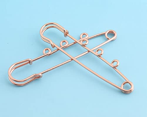 WUSHADEHANS Große Sicherheitsnadeln, 15 Stück 65 mm große Anstecknadeln in Roségold mit 3 Löchern, Anstecknadeln for Deckenbroschen, DIY-Anstecknadeln for Schals, Decken von WUSHADEHANS