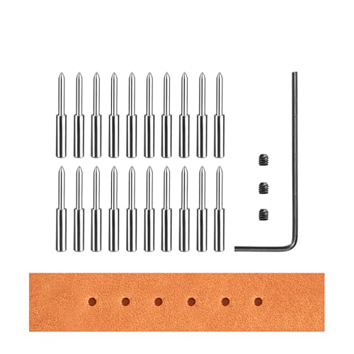 WUTA Abnehmbare Austauschbar Scharfer Kopf Kreis Leder Locher Werkzeuge, Professional Leder Bastelzahn(20 Stck. Meißelkopf) von WUTA