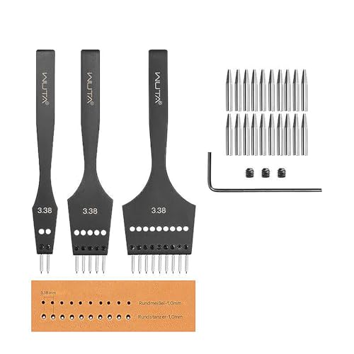 WUTA Abnehmbare Kreis Leder Locher Stanzen Werkzeug, Professional Leder Spacing Punch Tool DIY Leder Set(3.38mm-2+5+9) von WUTA