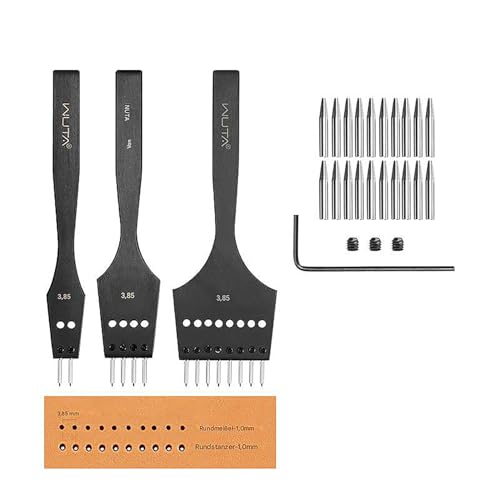 WUTA Abnehmbare Kreis Leder Locher Stanzen Werkzeug, Professional Leder Spacing Punch Tool DIY Leder Set(3.85mm-2+4+8) von WUTA