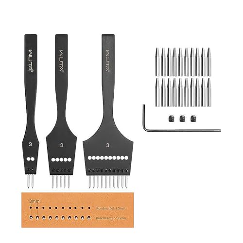 WUTA Abnehmbare Kreis Leder Locher Stanzen Werkzeug, Professional Leder Spacing Punch Tool DIY Leder Set(3mm-2+5+10) von WUTA