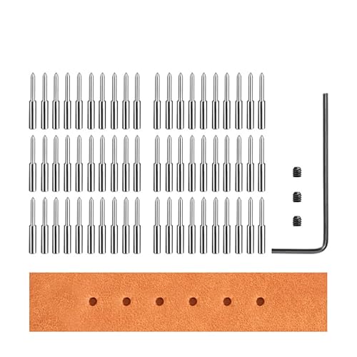 WUTA Abnehmbare Leder Locher Stanzen Werkzeug, Austauschbar Scharfer Kopf Kreis Leder Locher Werkzeuge, Professional Leder Bastelzahn(60 Stck. Meißelkopf) von WUTA