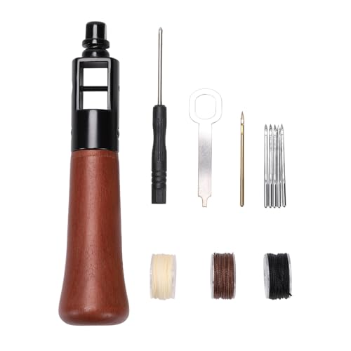 WUTA Reparaturstich-Set für Lederarbeiten, Stichahle, Werkzeug mit 5 kleinen verchromten Nadeln, für Leder, Gürtel, Leinwand, Stoff, Taschenreparatur, professionelles Speedy Stitcher, von WUTA