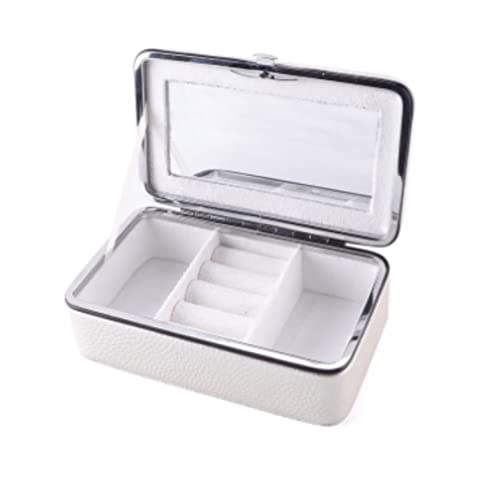 WUTIANBAO Schmuckaufbewahrung Schmuckkästchen Schmuck Organizer Box für Halskette Ohrringe Ringe Reise Schmuck Organizer Ring Schmuckaufbewahrung Schmuckschatulle Damen(White) von WUTIANBAO