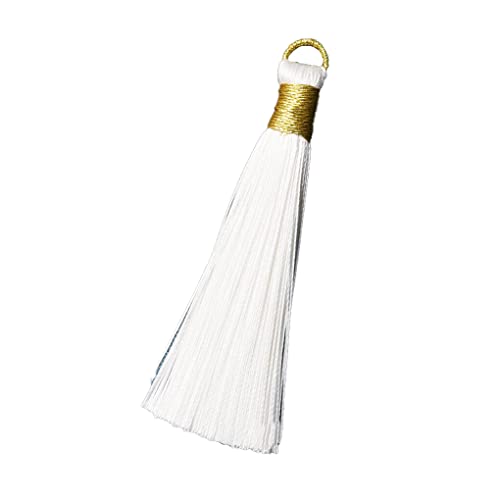 WUUISDNX 8 cm Quaste Schlüsselanhänger Schmuck Lesezeichen hängende dekorative Fransen Anhänger tragbare Dekoration DIY Handwerk Handwerk, Weiß von WUUISDNX