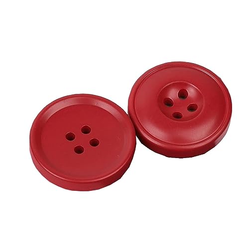 WUUKEPSG Harzknöpfe Mit 4 Löchern, Nähzubehör, 12 Stück Für Kleidung, Dekorative Kunststoffknöpfe Diy/Red/15Mm von WUUKEPSG