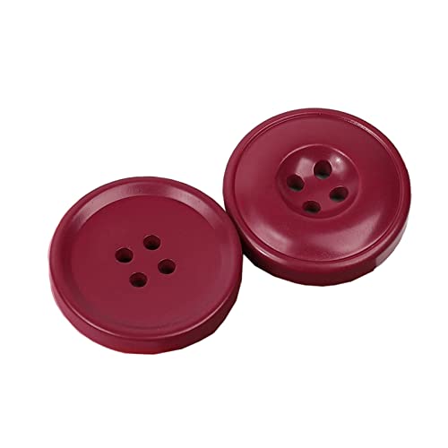 WUUKEPSG Harzknöpfe Mit 4 Löchern, Nähzubehör, 15–30 Mm, 6 Stück Für Kleidung, Dekorative Knöpfe, Handgefertigt, Diy/Wine Red/18Mm von WUUKEPSG