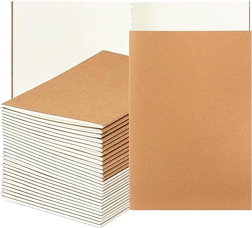 WUWEOT 30 Stück A5 Kraftpapier-Notizbücher, 21x14cm, 60 leere Seiten, 30 Blatt, für Studenten, Reisende, Büro, Schule, Notizbuch-Tagebuch zum Schreiben von Skizzenbuch-Memos von WUWEOT