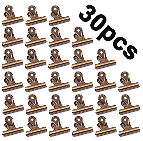 30PCS Kleine Bulldogge Büroklammern,Multi-function clip for klammern für fotos, office and kitchen (Bronze-) von WUZILIN