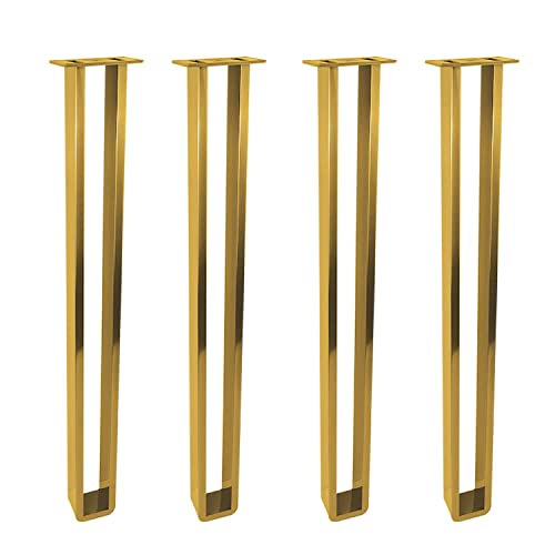 WWERTYY 4er-Pack robuste Möbelbeine aus Edelstahl mit Schrauben, für Sofa, Tisch, Stuhl, Bett, Kleiderschrank, Fernsehschränke, Schubladen, Nachttisch, DIY-Ersatzfüße, 72 cm, Gold von WWERTYY