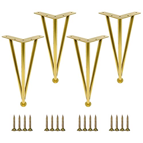 WWERTYY Möbelbeine aus Metall, 4er-Set, verstellbare Füße für Schreibtische, Sofas, Schränke, Couchtische, rutschfest und verschleißfest, Gold, 10 cm von WWERTYY