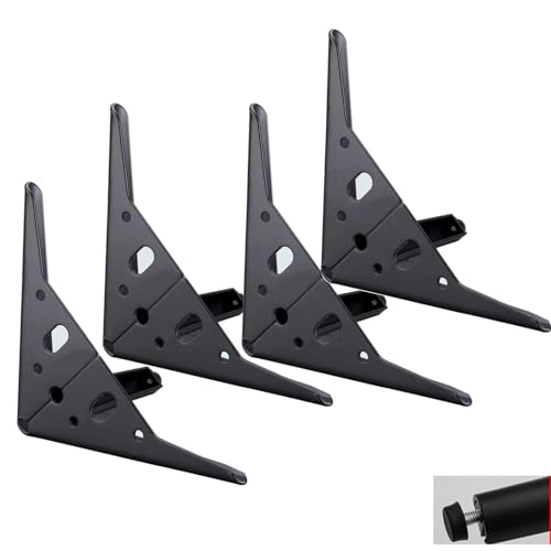 WWERTYY Set mit 4 robusten, modernen Möbelbeinen aus Metall in Rautenform, dreieckig, für Tisch, Schreibtisch, Stuhl, Sofa, Mattschwarz (40 cm, verstellbar) von WWERTYY