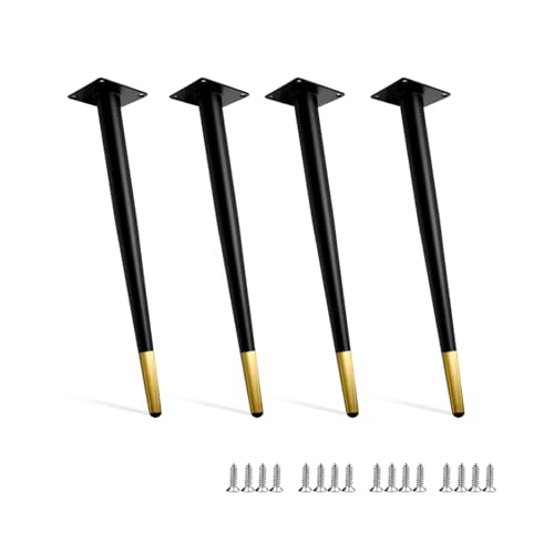 WWERTYY Verstellbare Möbelbeine aus Metall, 4er-Pack, Ersatzbeine für Tisch, Schreibtisch, Stuhl, Schrank, Kommode, Bett, Anrichte, 30 cm, Schwarz/Gold von WWERTYY