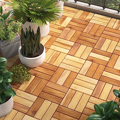 WWWASASA Baustoffe-Terrassenfliesen 20 Stück 30x30 cm Massivholz Teak-Hardware von WWWASASA