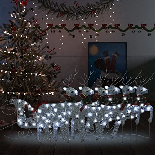 WWWASASA Decor-Rentier & Schlitten Weihnachtsdekoration 140 LEDs Outdoor Silber-Home & Garden von WWWASASA