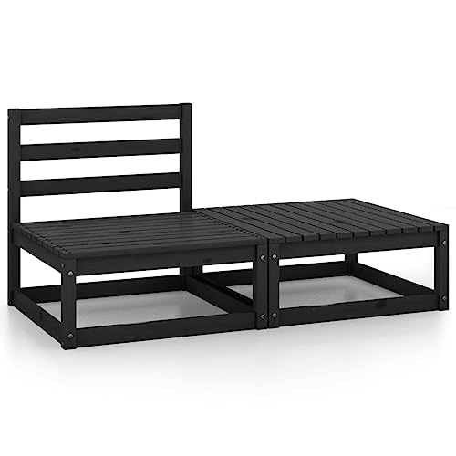 WWWASASA Gartenmöbel - 2-teiliges Garten-Lounge-Set aus massivem Kiefernholz in Schwarz - Möbel von WWWASASA