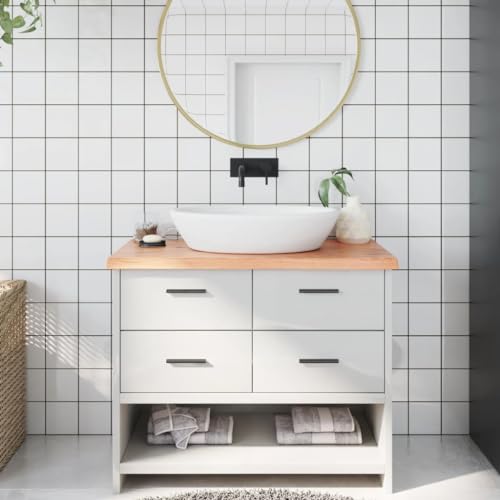 WWWASASA Hardware Baustoffe Arbeitsplatten-Badezimmer Arbeitsplatte Hellbraun 100 x 40 cm Imprägniertes Massivholz von WWWASASA