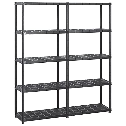 WWWASASA Industrielle Lagerung-Lagerregal 5-Tier Schwarz 142x38x170 cm Kunststoff-Business & Industrie von WWWASASA