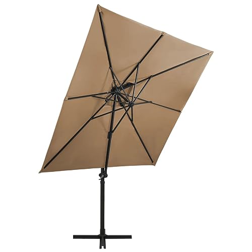 WWWASASA Rasen & Garten-Ampelschirm mit Doppeltop 250x250 cm Taupe-Haus & Garten von WWWASASA