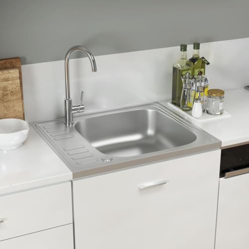 WWWASASA Sanitär-Küchenspüle mit Abtropffläche Set Silber 500x600x155 mm Edelstahl-Hardware von WWWASASA