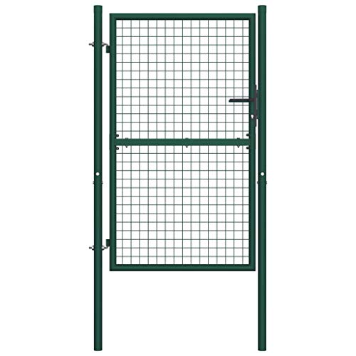 WWWASASA Zäune & Absperrungen-Zaun Tor Stahl 100x150 cm Grün-Hardware von WWWASASA