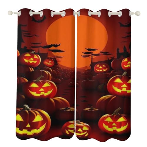 WWYLHJ Gardinenschals Vorhänge 140 * 100cm BxH mit Ösen Für Kinderzimmer Babyzimmer,Halloween Blickdichte Blackout Ösenvorhänge 2Er Set,Verdunkelungs Vorhänge,Wohnzimmer Schlafzimmer Thermo Gardinen von WWYLHJ