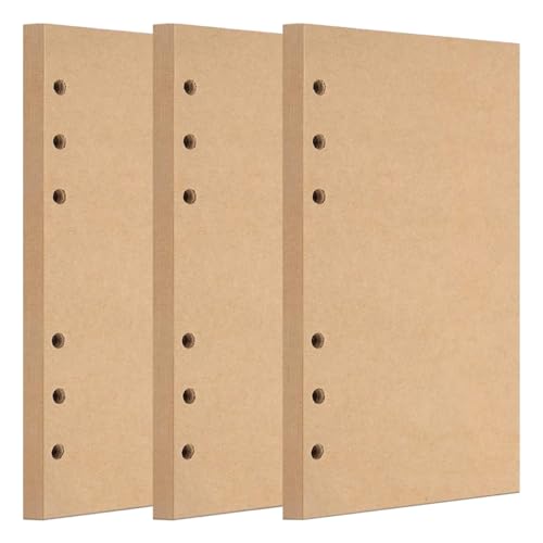 WWYSSZ Ringbuch Nachfüllpapier Kraftpapier A5 Nachfüllbar 3 Pack Notizpapier 6 Löcher 135 Blatt Nachfüllbare Refill Paper Nachfülleinlagen, für Agenden Planer Tagebücher Tägliches Tagebuch Skizzen von WWYSSZ