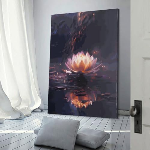 Lotus Bloom Art – Ölgemälde, Reproduktion, moderner Giclée-Leinwanddruck, Kunstwerke, Bilder auf Leinwand, Wandkunst für Heimbüro-Dekorationen, 40 x 60 cm (16 x 24 Zoll) von WXMMoney