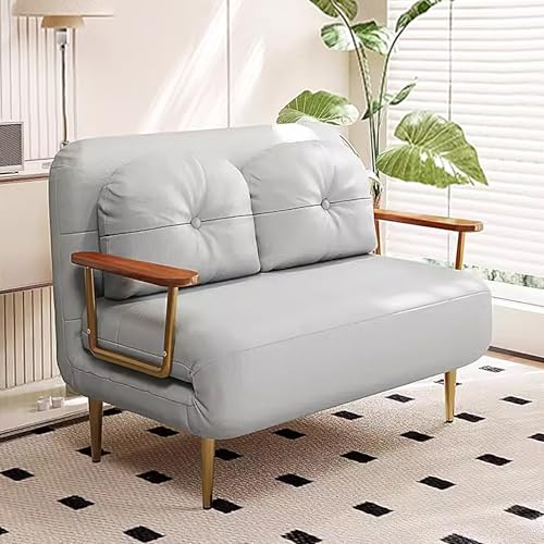 WXQZHF Ausziehbare Schlafcouch, Queensize-Bett, tragbares Klappbett für Erwachsene, 6-Fach verstellbare Rückenlehne für Wohnzimmer, Apartment, Büro (Tech-Leder/Samtstoff) (Grau, 190 x 100 x 33 cm) von WXQZHF