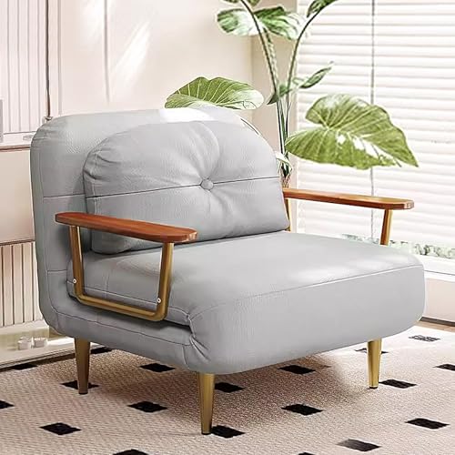 WXQZHF Ausziehbare Schlafcouch, Queensize-Bett, tragbares Klappbett für Erwachsene, 6-Fach verstellbare Rückenlehne für Wohnzimmer, Apartment, Büro (Tech-Leder/Samtstoff) (Grau, 190 x 80 x 33 cm) von WXQZHF