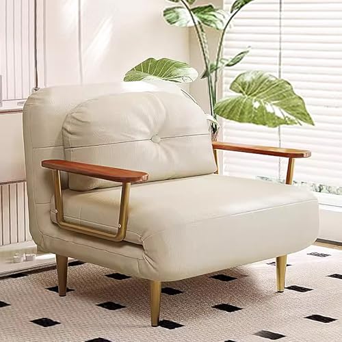 WXQZHF Ausziehcouch, Queensize-Bett, tragbares Klappbett für Erwachsene, 6-Fach verstellbare Rückenlehne für Wohnzimmer, Apartment, Büro (Tech-Leder/Samtstoff) (Beige, 190 x 80 x 33 cm) von WXQZHF