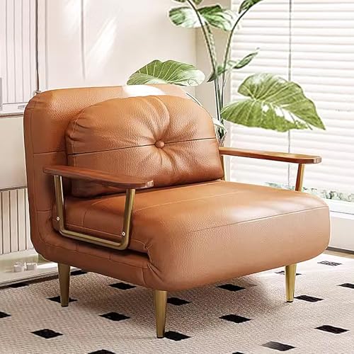 WXQZHF Ausziehcouch, Queensize-Bett, tragbares Klappbett für Erwachsene, 6-Fach verstellbare Rückenlehne für Wohnzimmer, Apartment, Büro (Tech-Leder/Samtstoff) (Orange, 190 x 80 x 33 cm) von WXQZHF